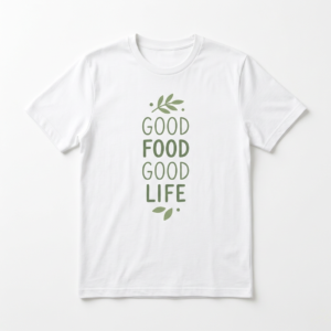 Good Food Good Life T-Shirt – actual product photo
