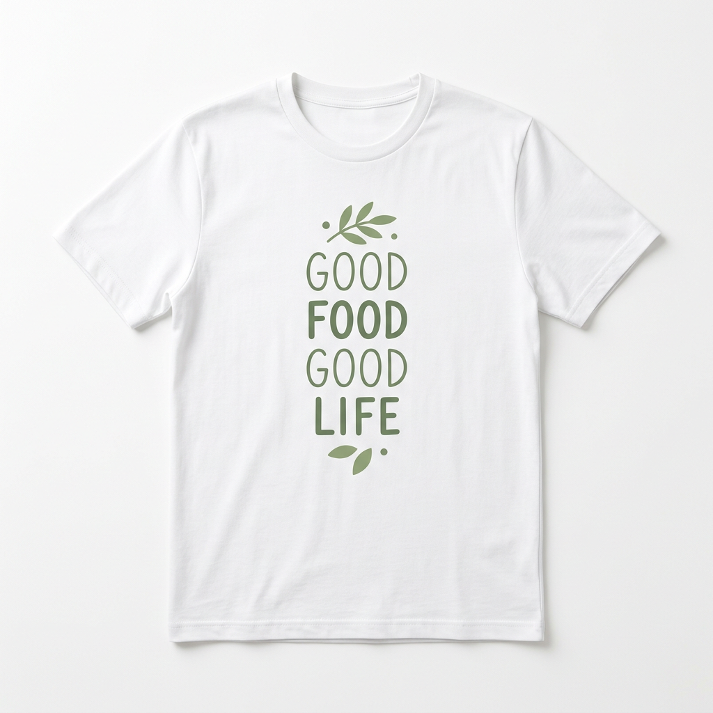 Good Food Good Life T-Shirt – actual product photo