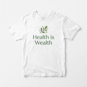 Health is Wealth T-Shirt – actual product photo