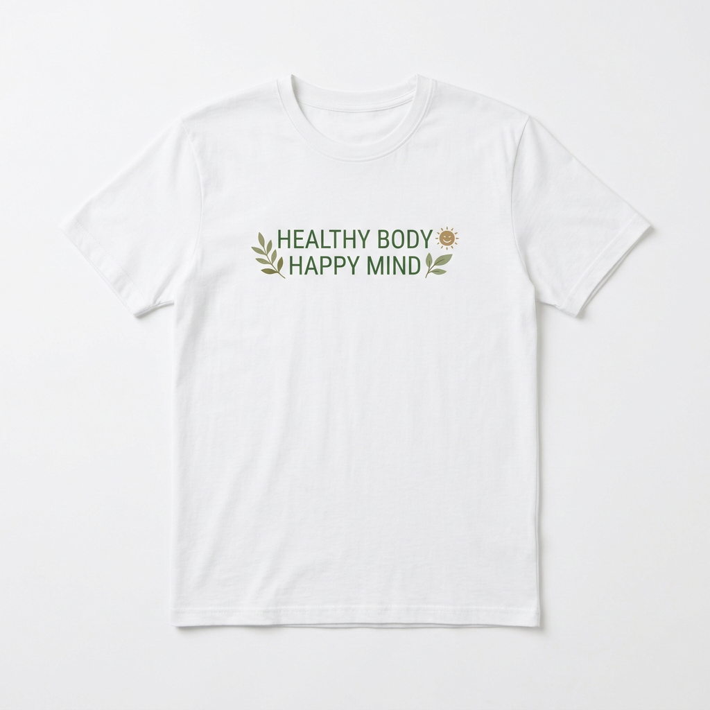 Healthy Body Happy Mind T-Shirt – actual product photo