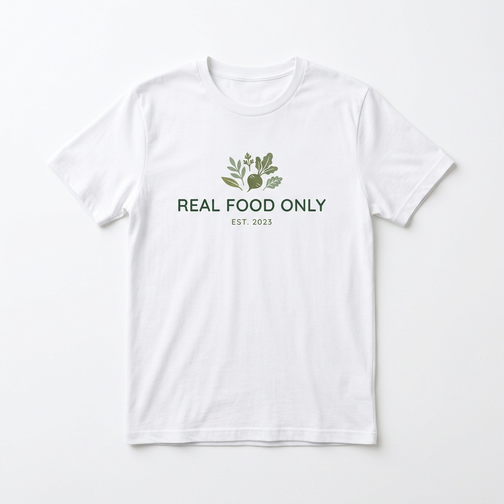 Real Food Only T-Shirt – actual product photo